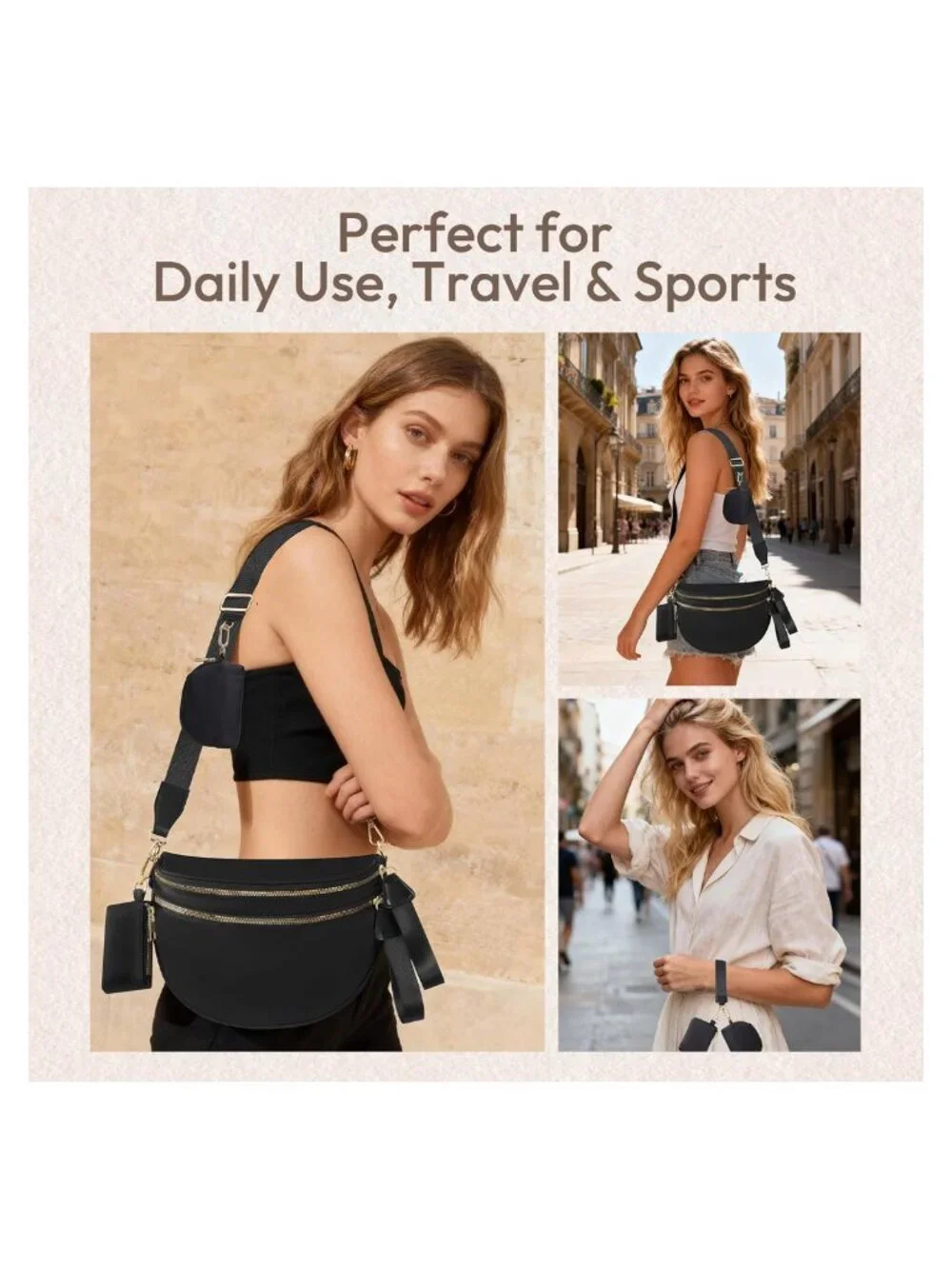 Nylon Crossbody Belt Bag Waist Pack Fanny Pack Adjustable Strap Waterproof